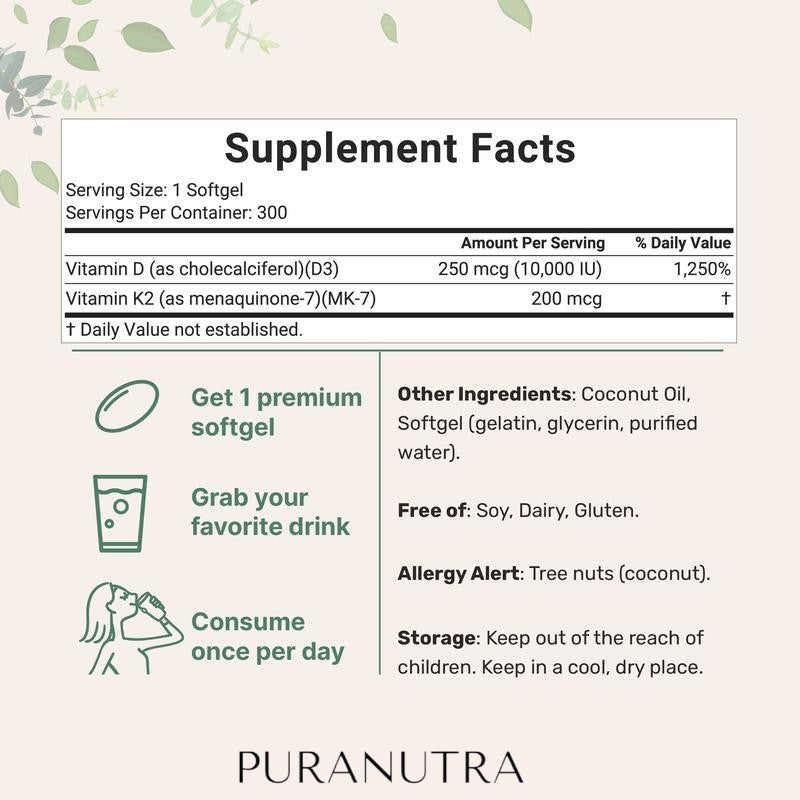 Puranutra Vitamin d3 & k2