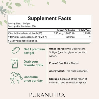 Puranutra Vitamin d3 & k2