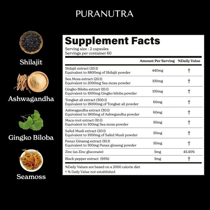 Shilajit, Ashwagandha & Sea Moss Capsules