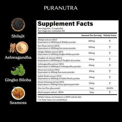 Shilajit, Ashwagandha & Sea Moss Capsules